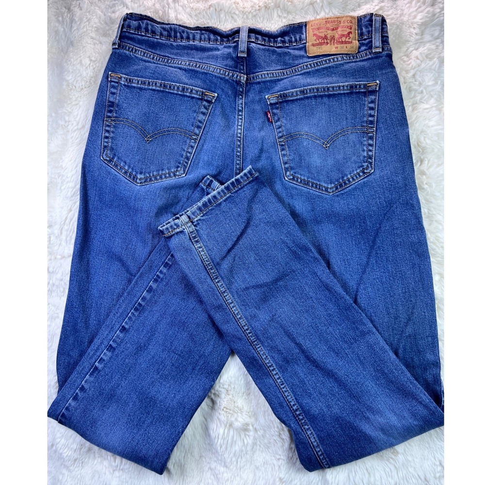 Levis 511 Slim Fit Blue Jeans Mens 36x34 Medium Wash 04511-1163. A40